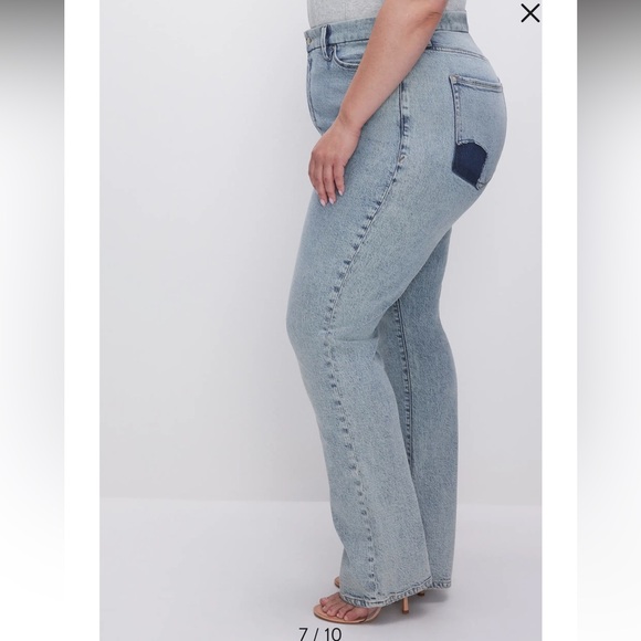 Good American Good Boy Split Hem High Waist Straight Leg Jeans